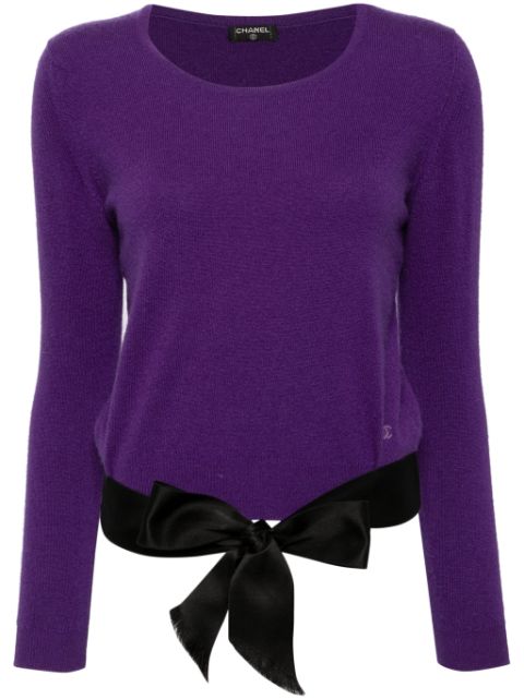 CHANEL 2000s bow-detail cashmere jumper Women