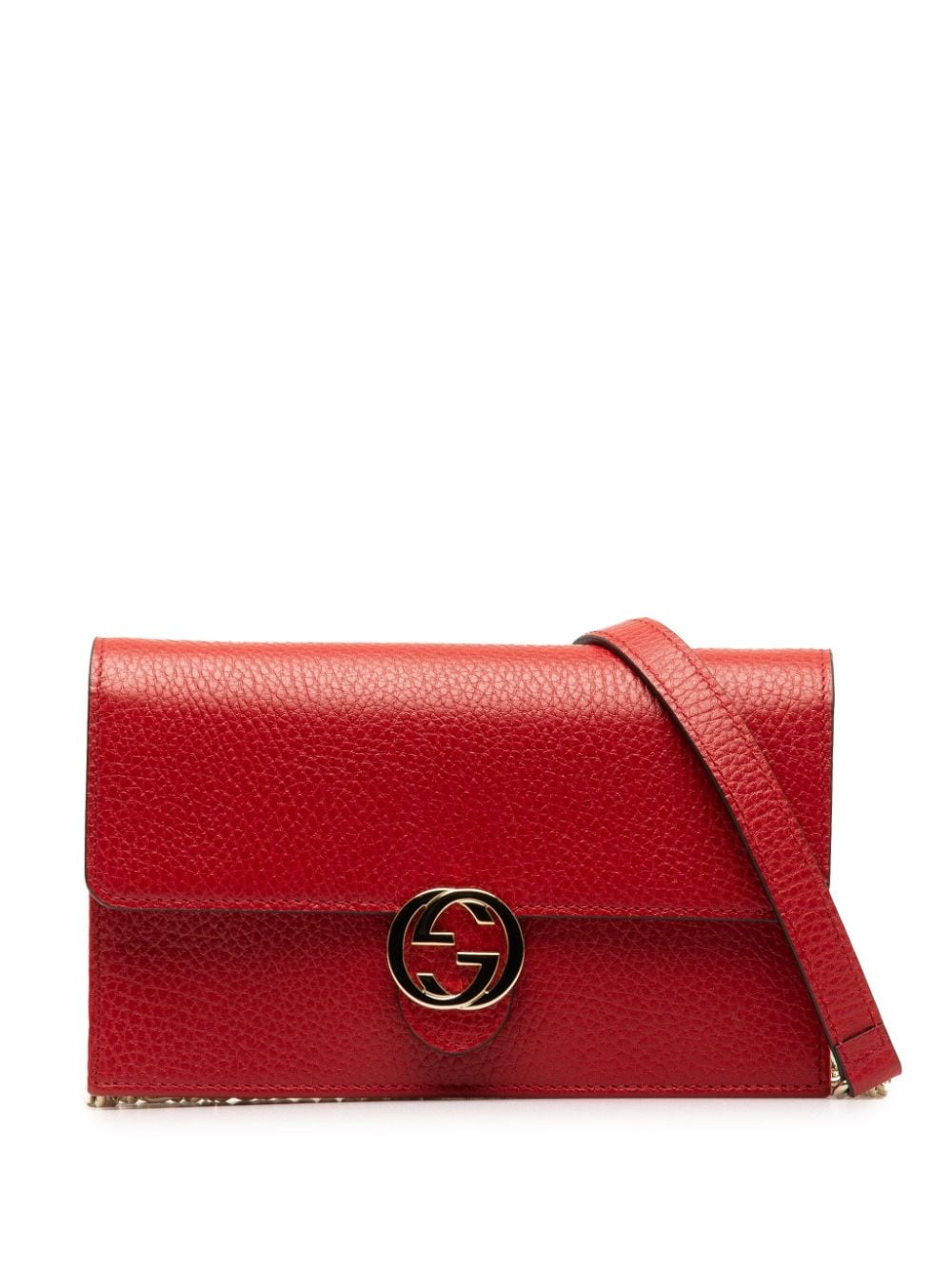 Pre-owned Gucci 2000-2015 Interlocking G Wallet On Chain Crossbody Bag In Red