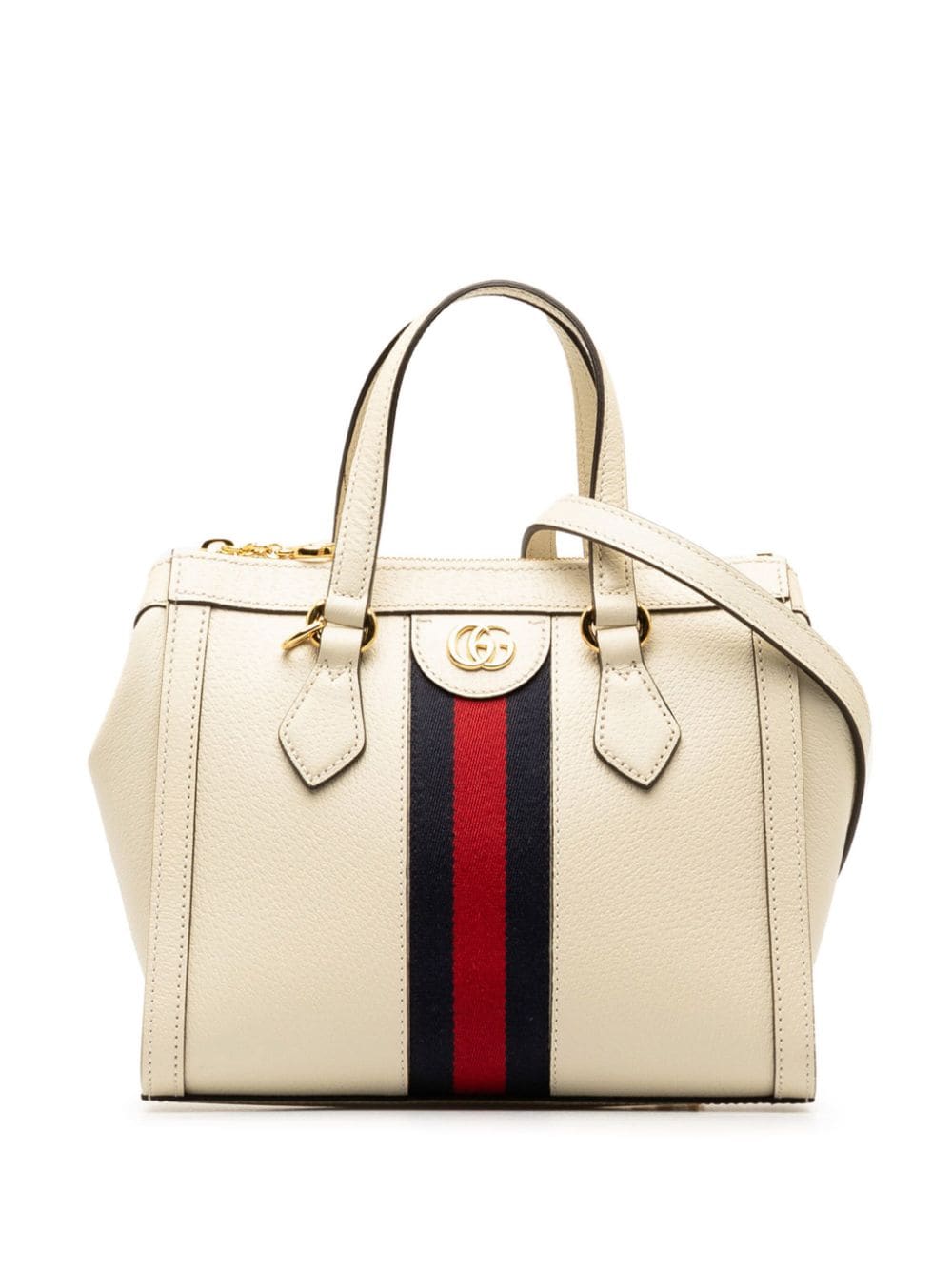 Pre-owned Gucci 2016-2024 Small Ophidia Leather Satchel In White