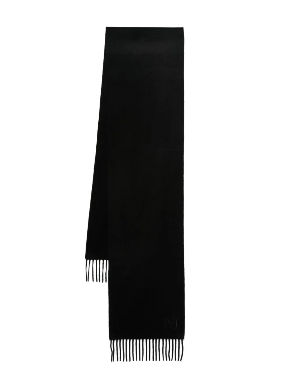 Max Mara Embroidered-logo Cashmere Scarf In Black