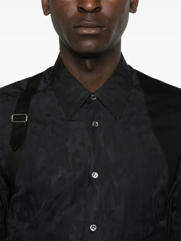 ALEXANDER MCQUEEN ブラックフリルシャツ 38 McQueen Shirt in Black | FWRD