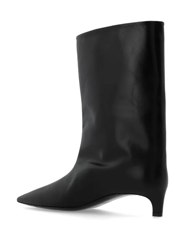Jil Sander ポインテッドトゥ レザーブーツ | ブラック | FARFETCH JP