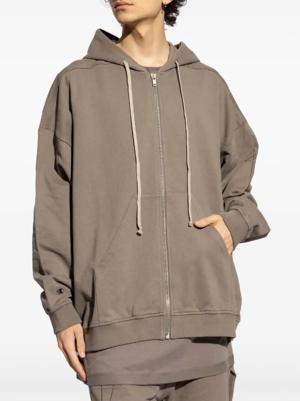 rick owens リックオウエンス ジップロングパーカー グレー Rick Owens X Champion ジップアップ パーカー | グレー