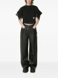 Undercover puff-sleeve sheer-panel top - Black