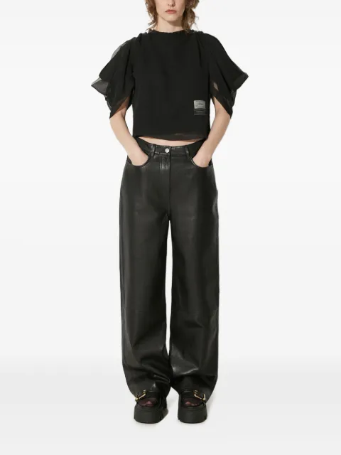 Undercover puff-sleeve sheer-panel top
