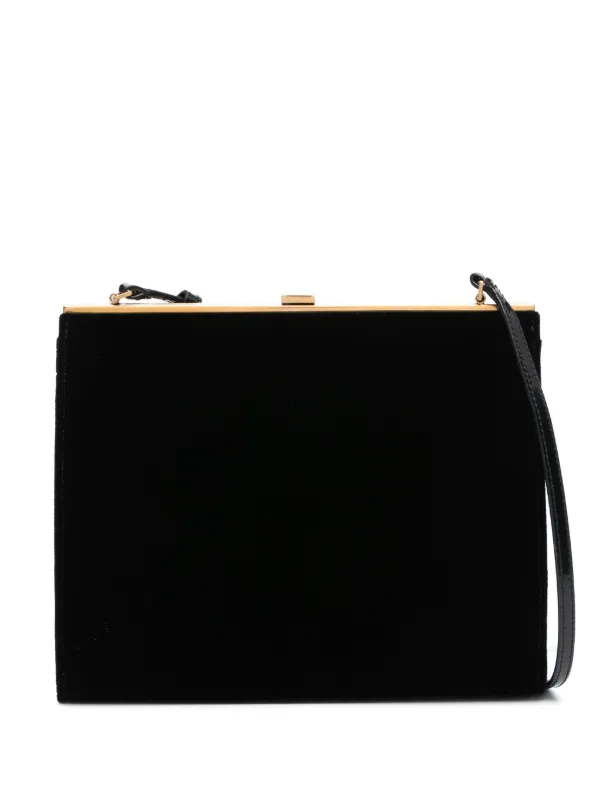 Saint Laurent Velvet Shoulder Bag Black FARFETCH AU