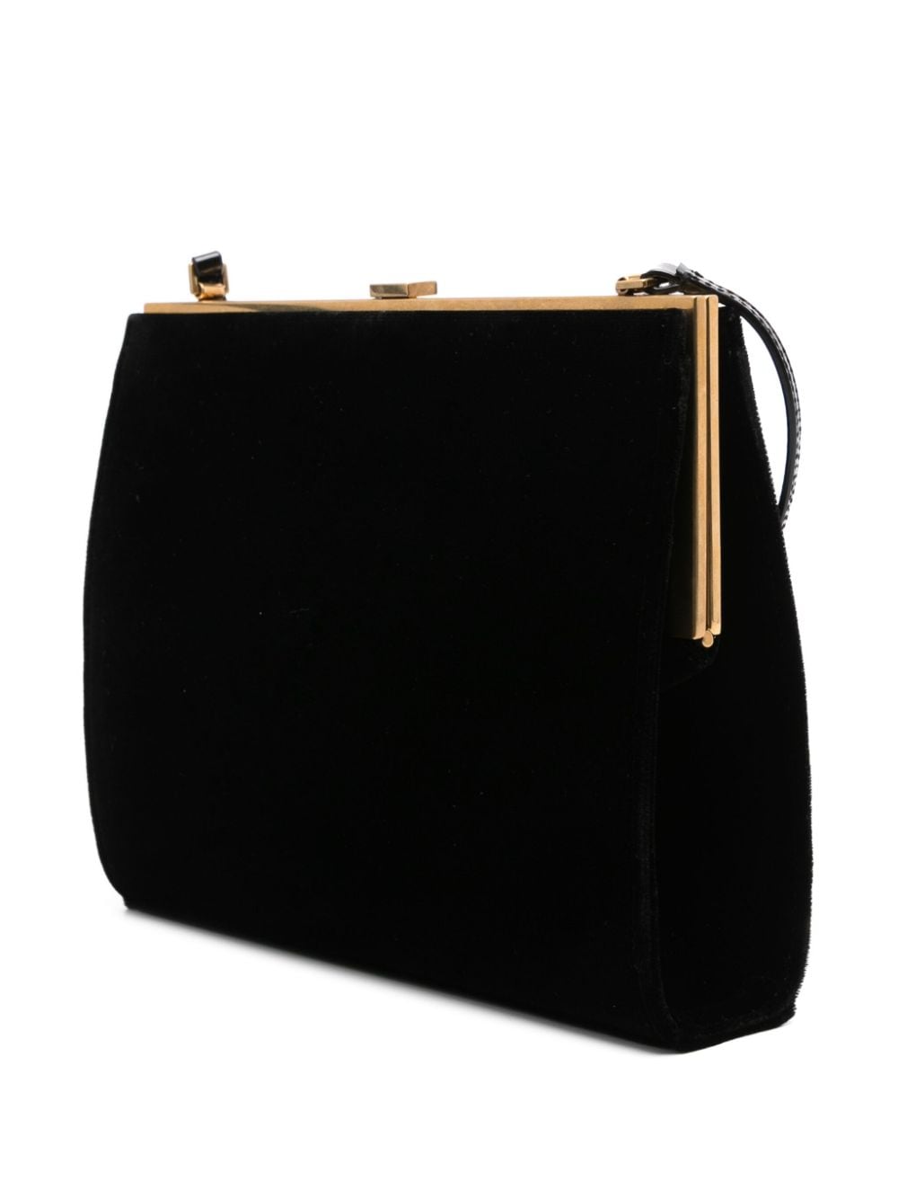 Shop Saint Laurent Velvet Shoulder Bag In Black