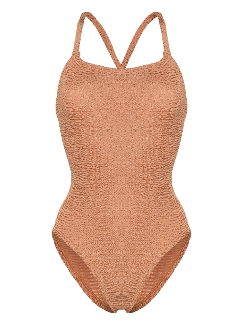 Hunza G Bette Shirred Swimsuit In Brown