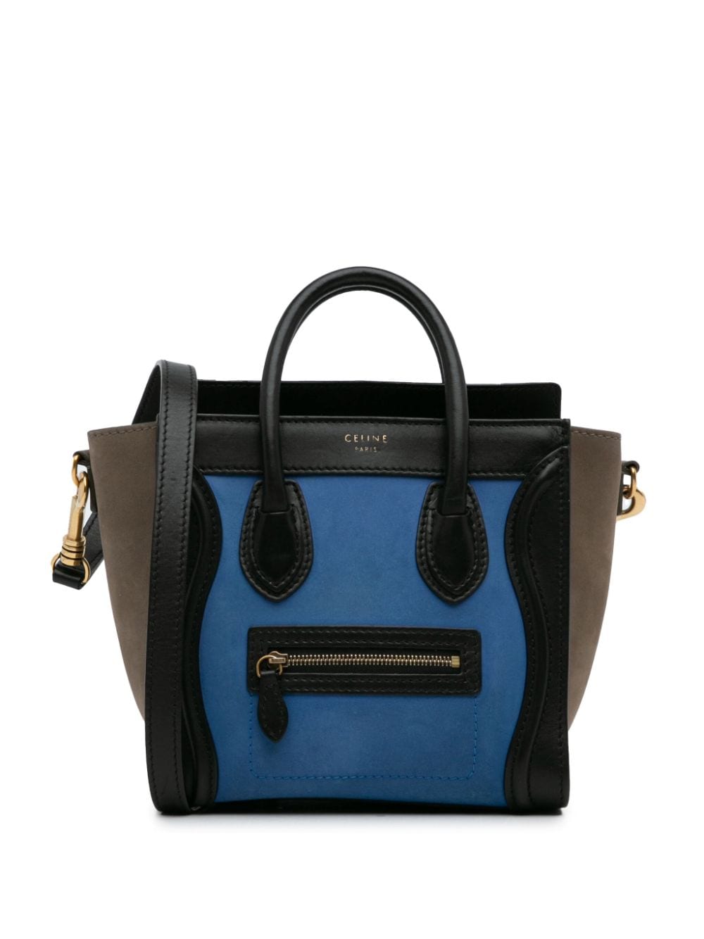 Pre-owned Celine Nano Luggage Tote Tricolor 斜挎包（2012年典藏款） In Blue