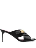 Balmain crossover 75mm leather mules - Black