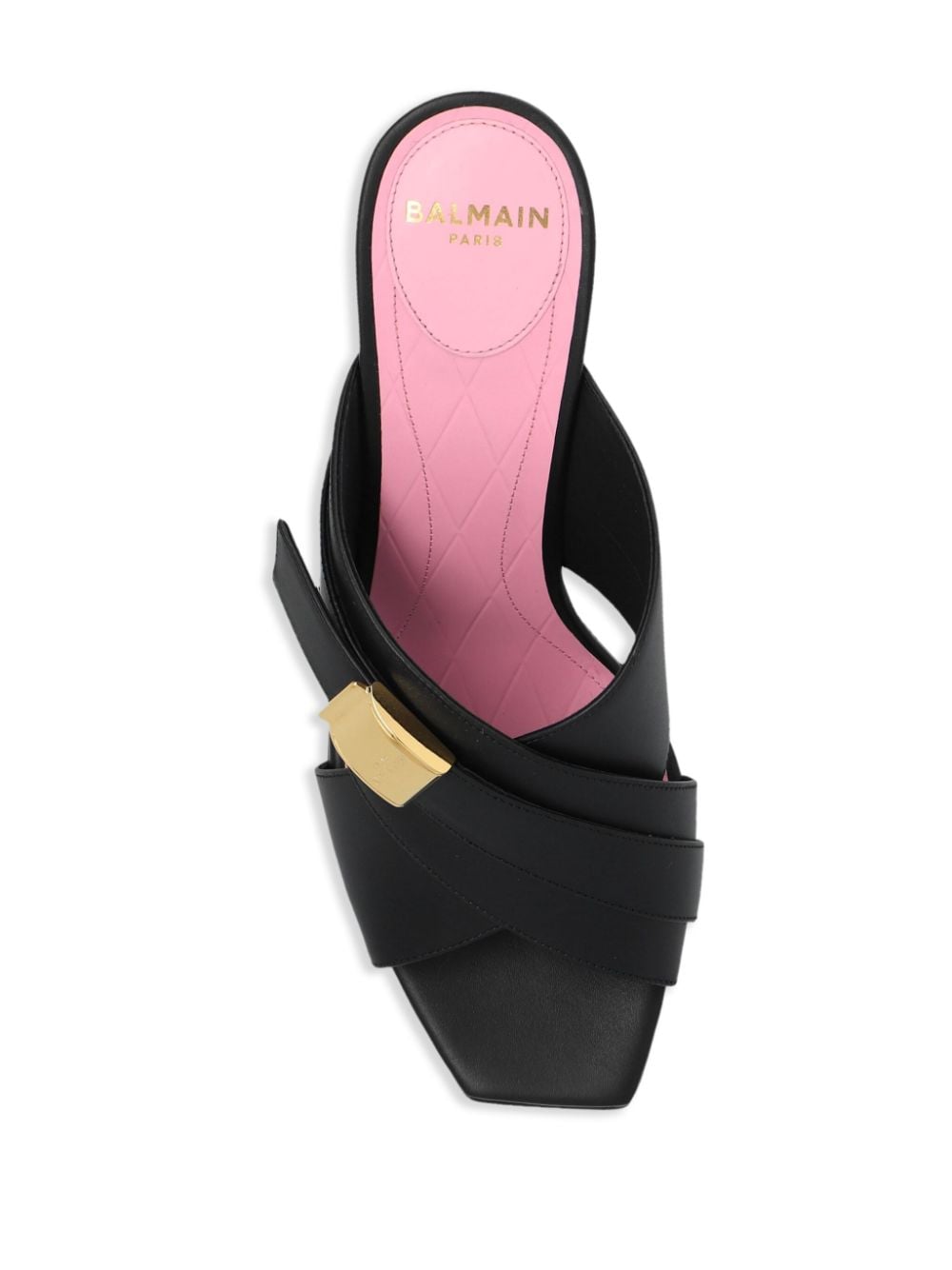 Balmain crossover 75mm leather mules Black