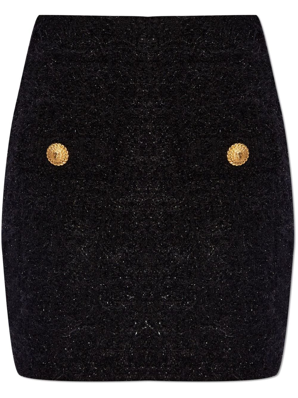 Shop Balmain High-waisted Bouclé Miniskirt In Black