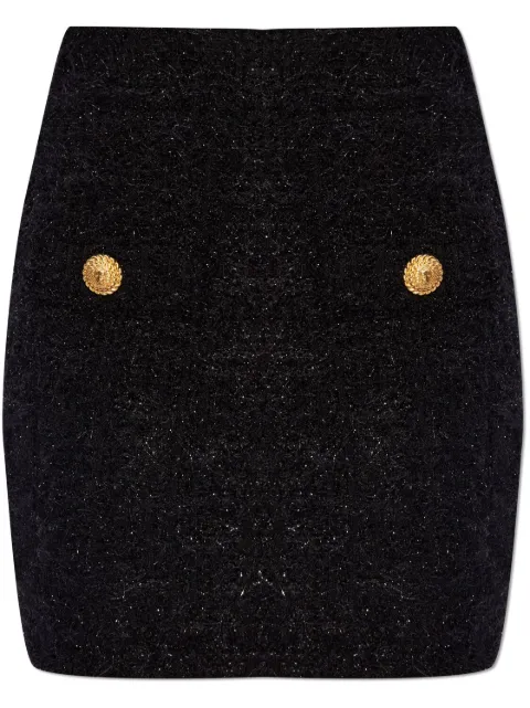 Balmain falda corta de bouclé con cintura alta