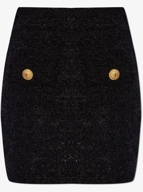 Balmain high-waisted bouclé miniskirt