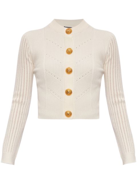 Balmain cropped ribbed-knit cardigan Women