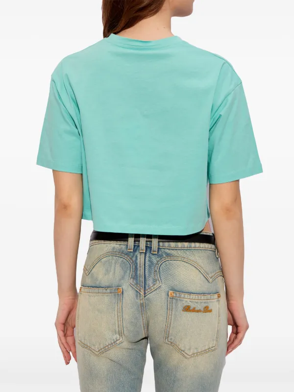 【送料&関税込】Balmain Logo Print Cropped T-shirt Cropped T-shirt with Balmain print - Women | BALMAIN