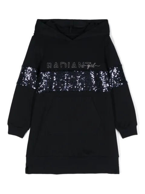 Lapin House slogan-print jersey hooded dress