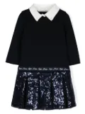 Lapin House sequinned polo-collar pleated dress - Blue