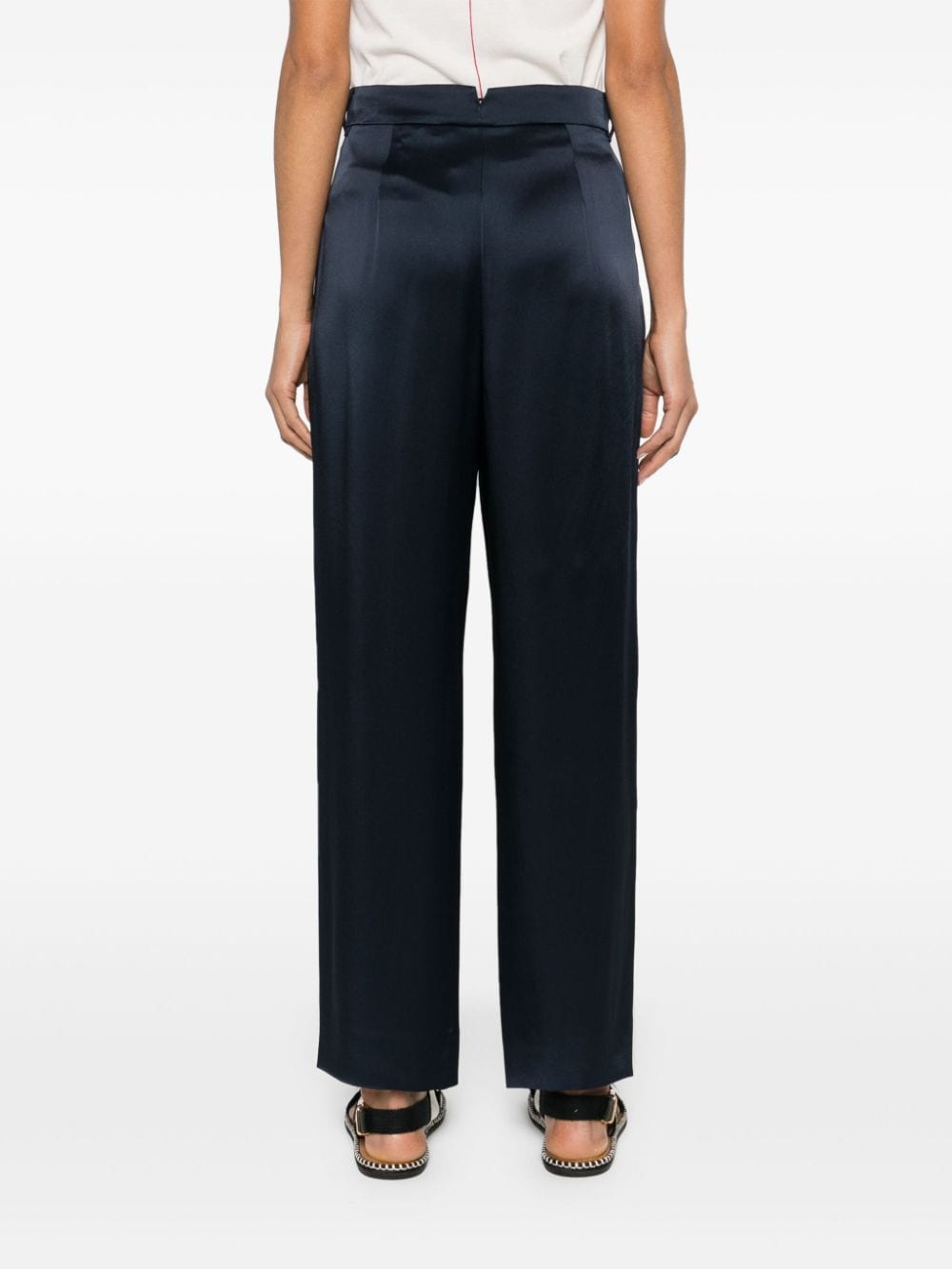 Shop 's Max Mara Amleto Satin Straight Trousers In Blue