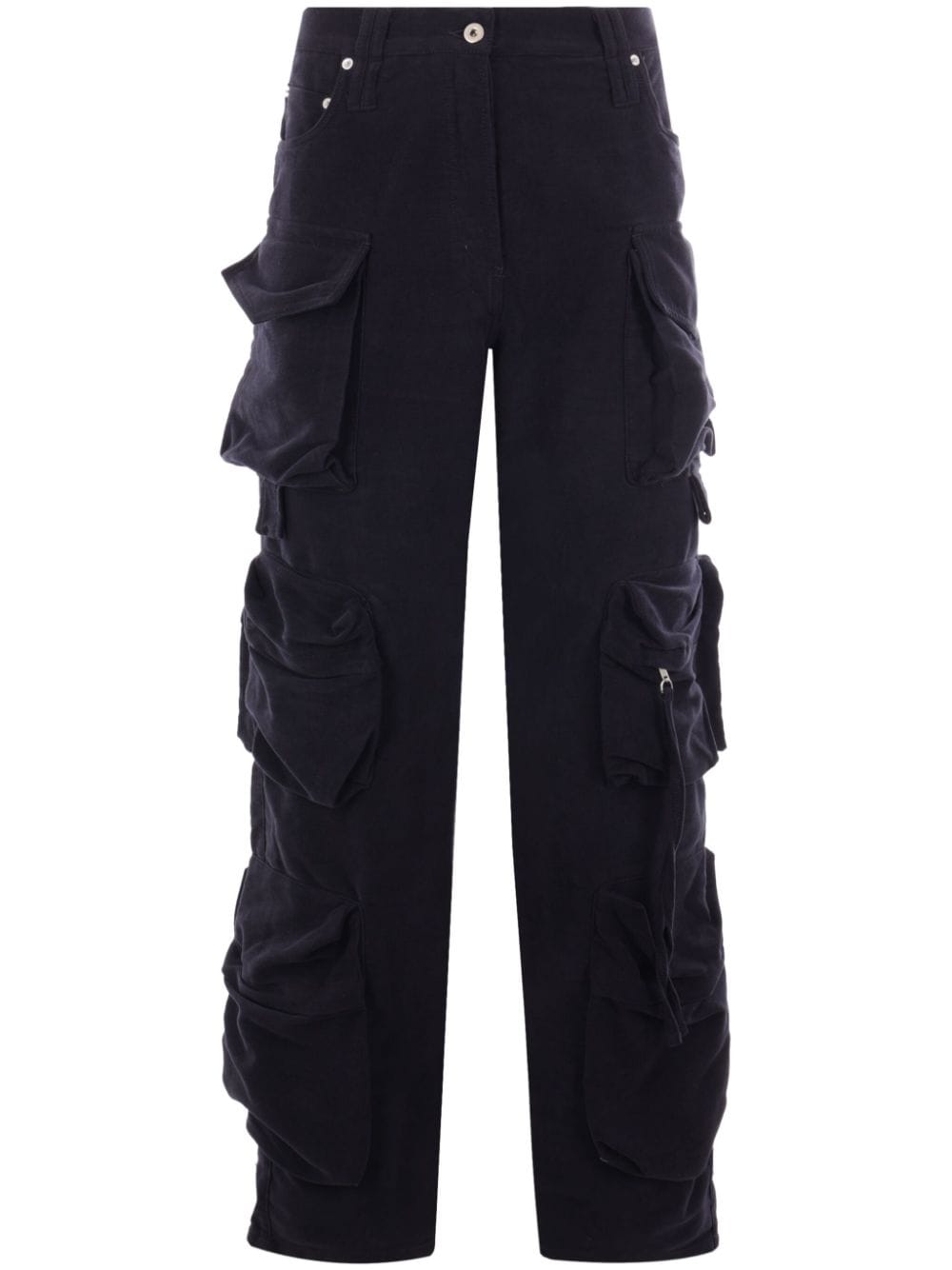 Federico Cina Moleskin Mid-rise Cargo Jeans In Black