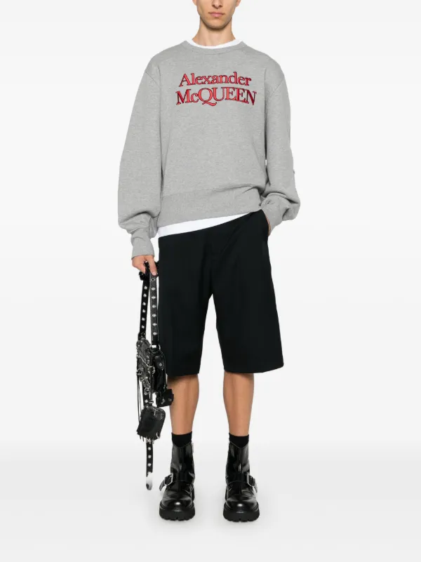 【送料&関税込】Alexander McQueen Logo Embroidered Crewneck Alexander McQueen embroidered-logo Sweatshirt | Grey | FARFETCH