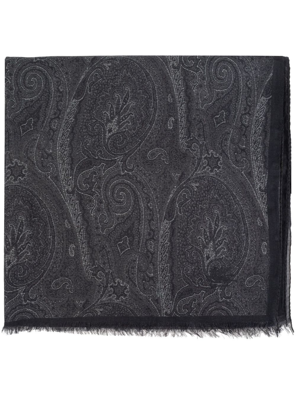 ETRO paisley-print frayed-edge scarf Grijs