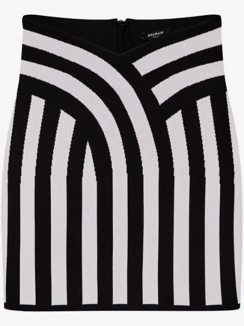 Balmain striped intarsia-knit miniskirt