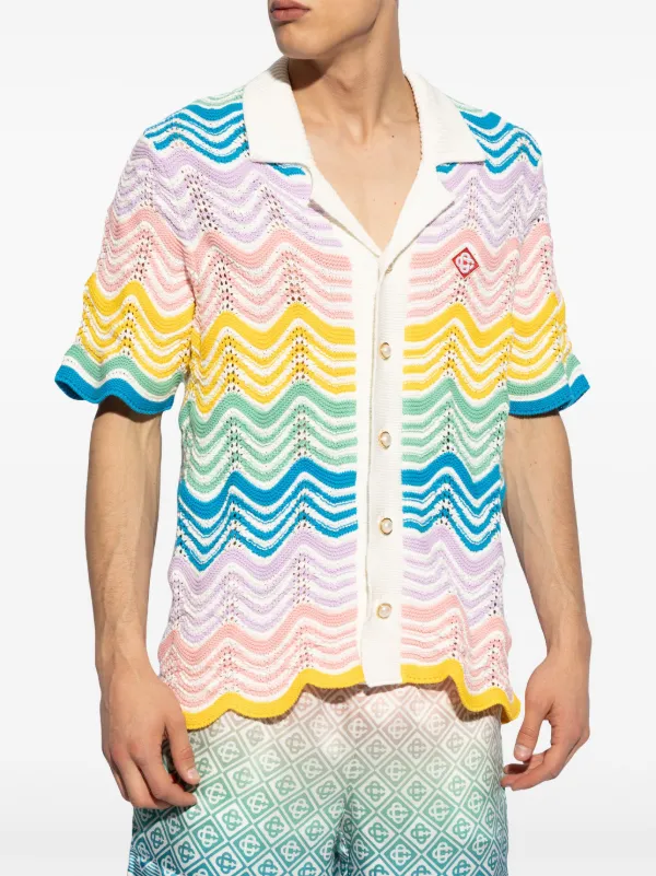 Casablanca Wave Crochet Shirt | Yellow | FARFETCH Casablanca Wave Crochet Shirt | Yellow | FARFETCH