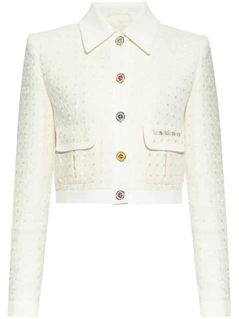 Casablanca logo-embroidered tweed jacket