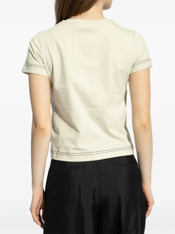 Burberry logo-embroidered Crop Top | Neutrals | FARFETCH