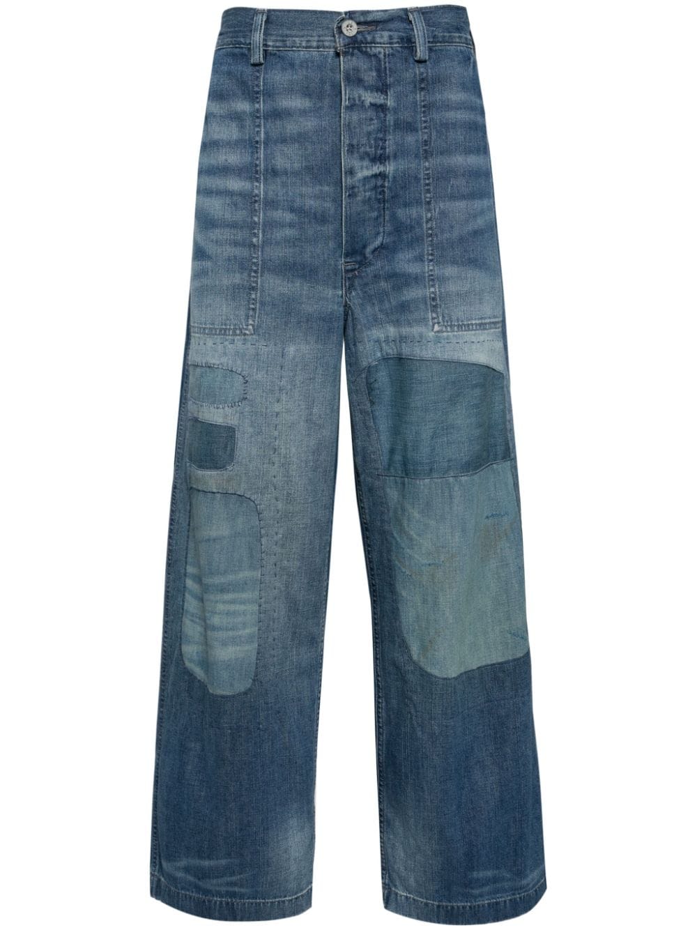 Polo Ralph Lauren Distressed Wide-leg Jeans In Blue