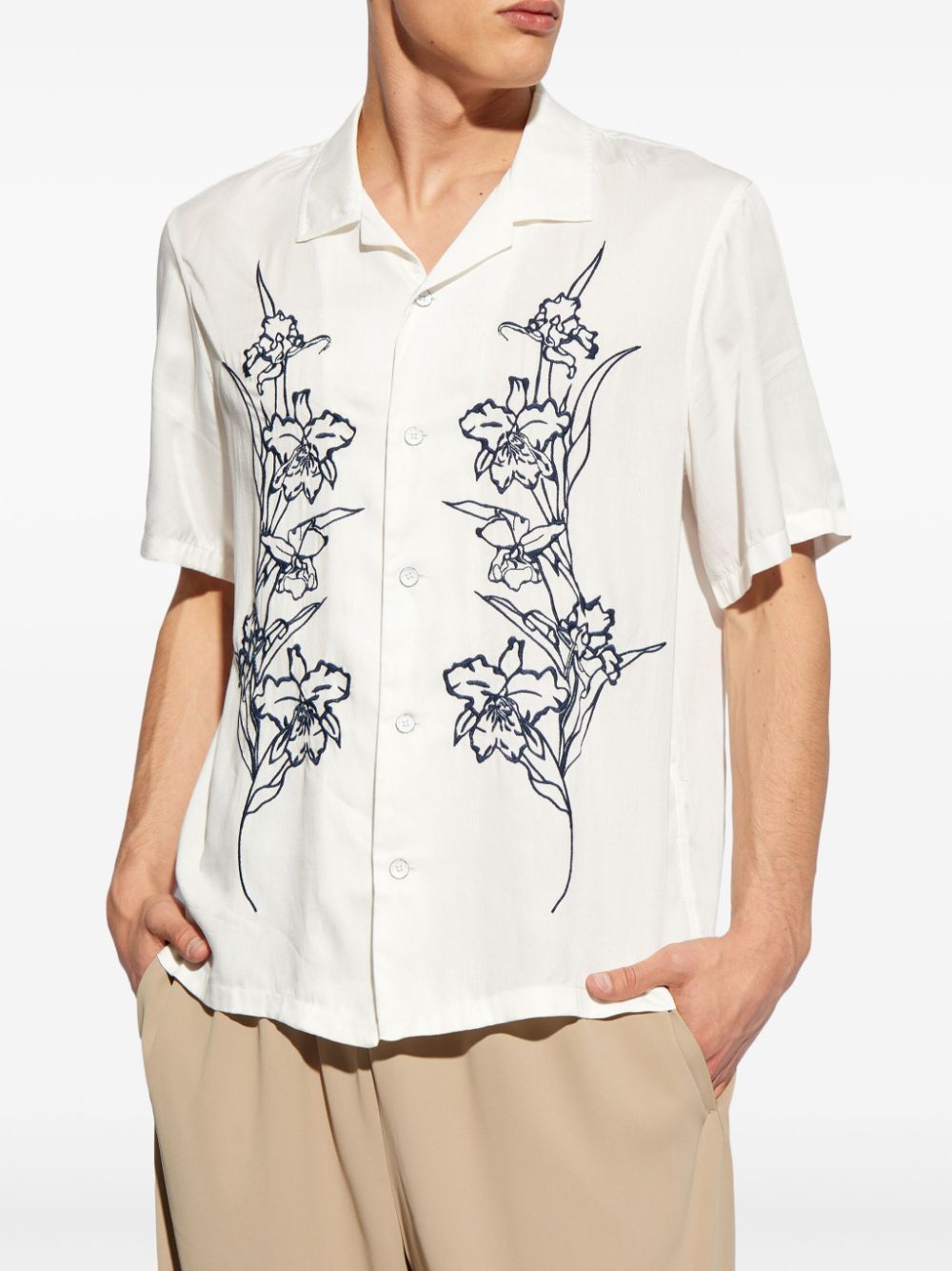 Shop Rag & Bone Avery Resort Floral-embroidered Shirt In White