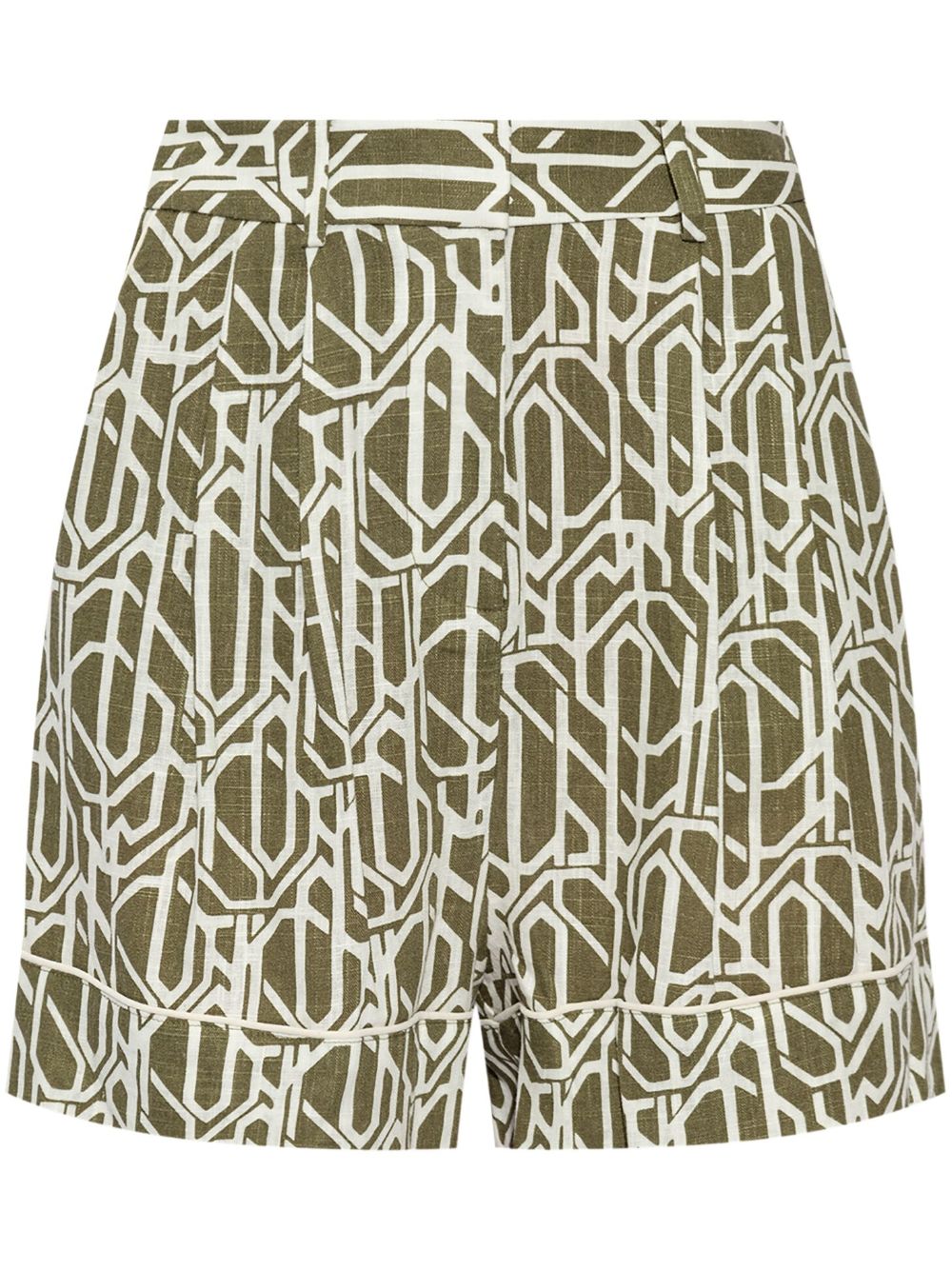 abstract-pattern linen shorts