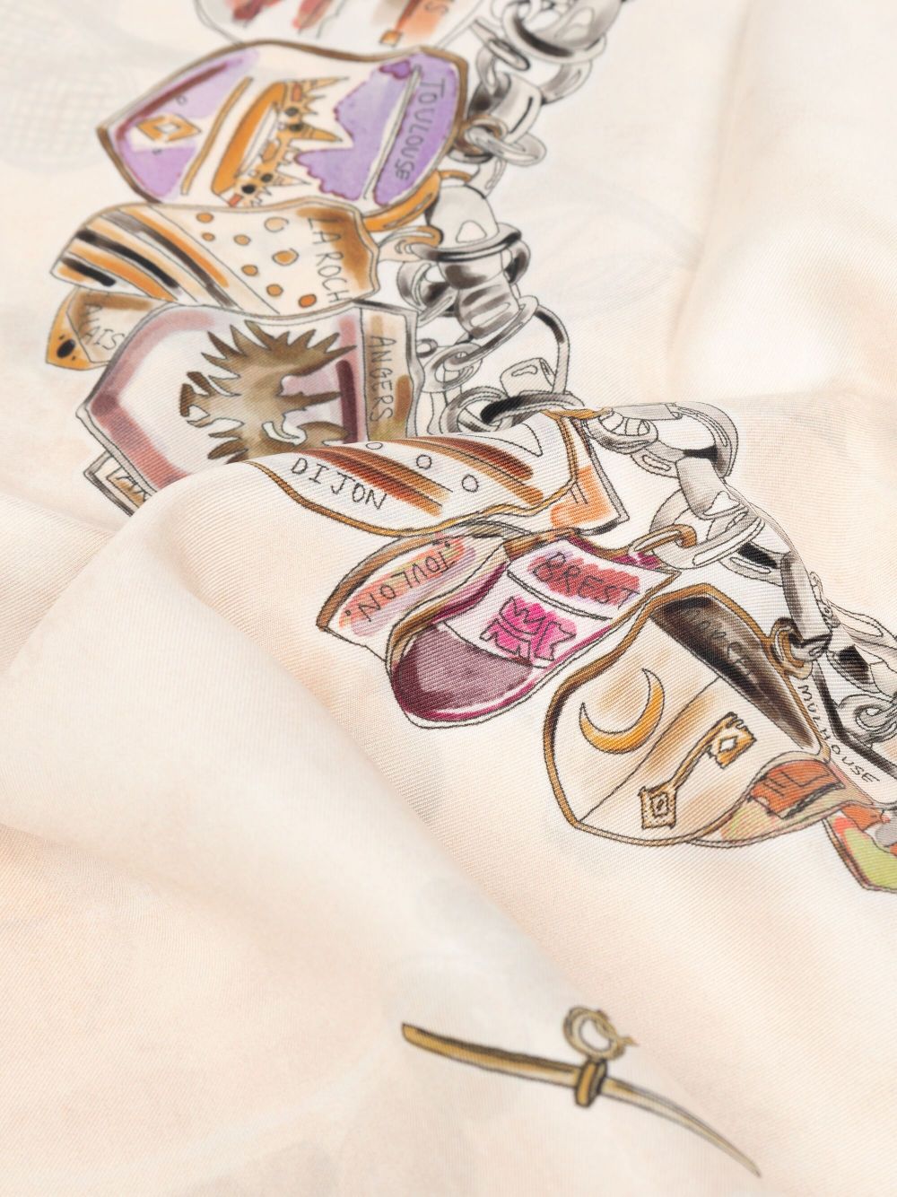 Lanvin illustration-print silk scarf - Beige