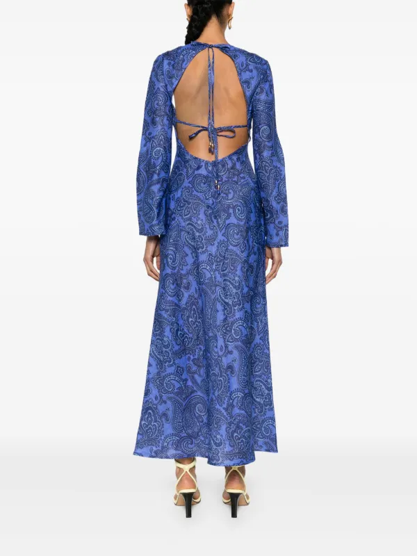 ◆Zimmermann Ottie ペイズリー長袖リネンミディドレス ◇Zimmermann Ottie ペイズリー長袖リネンミディドレス