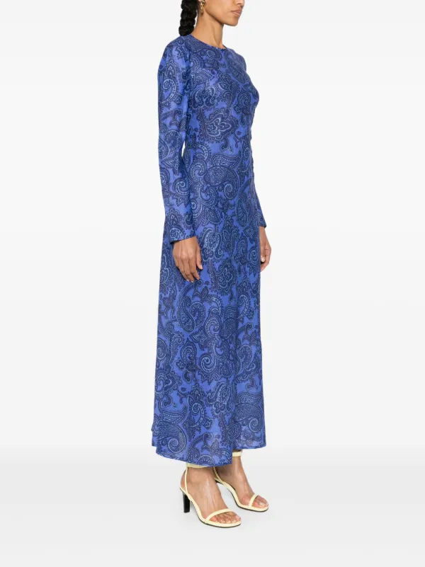 chinese dress ladies Boho Paisley Print Off Shoulder Maxi Dress Dusty Blue / XL main image 0