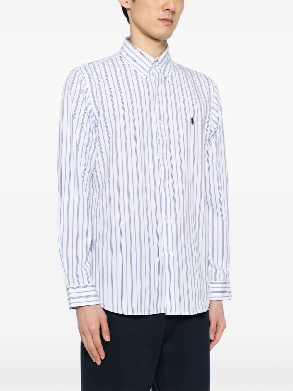 Shop Polo Ralph Lauren Striped Long-sleeve Shirt In White