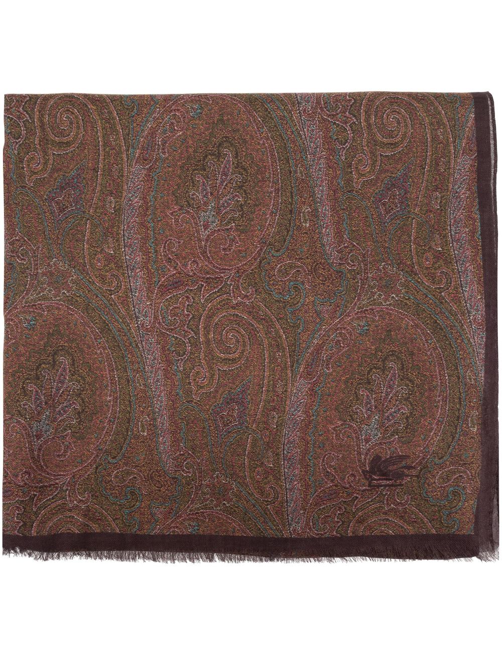 ETRO paisley-print frayed-edge scarf - Marrone