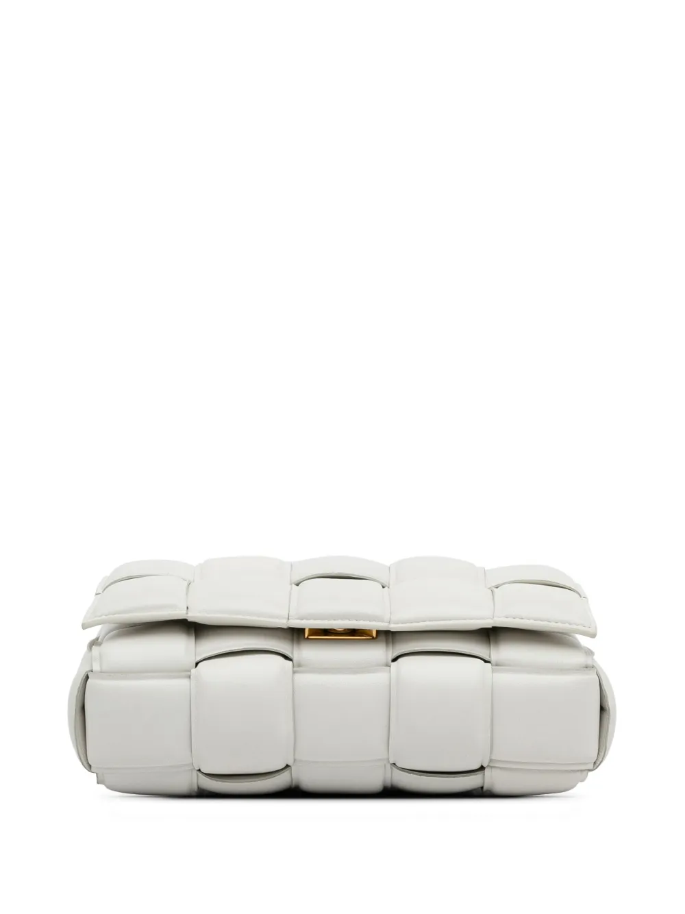 Pre-owned Bottega Veneta 2019-2023 Intrecciato Padded Chain Cassette Satchel In White