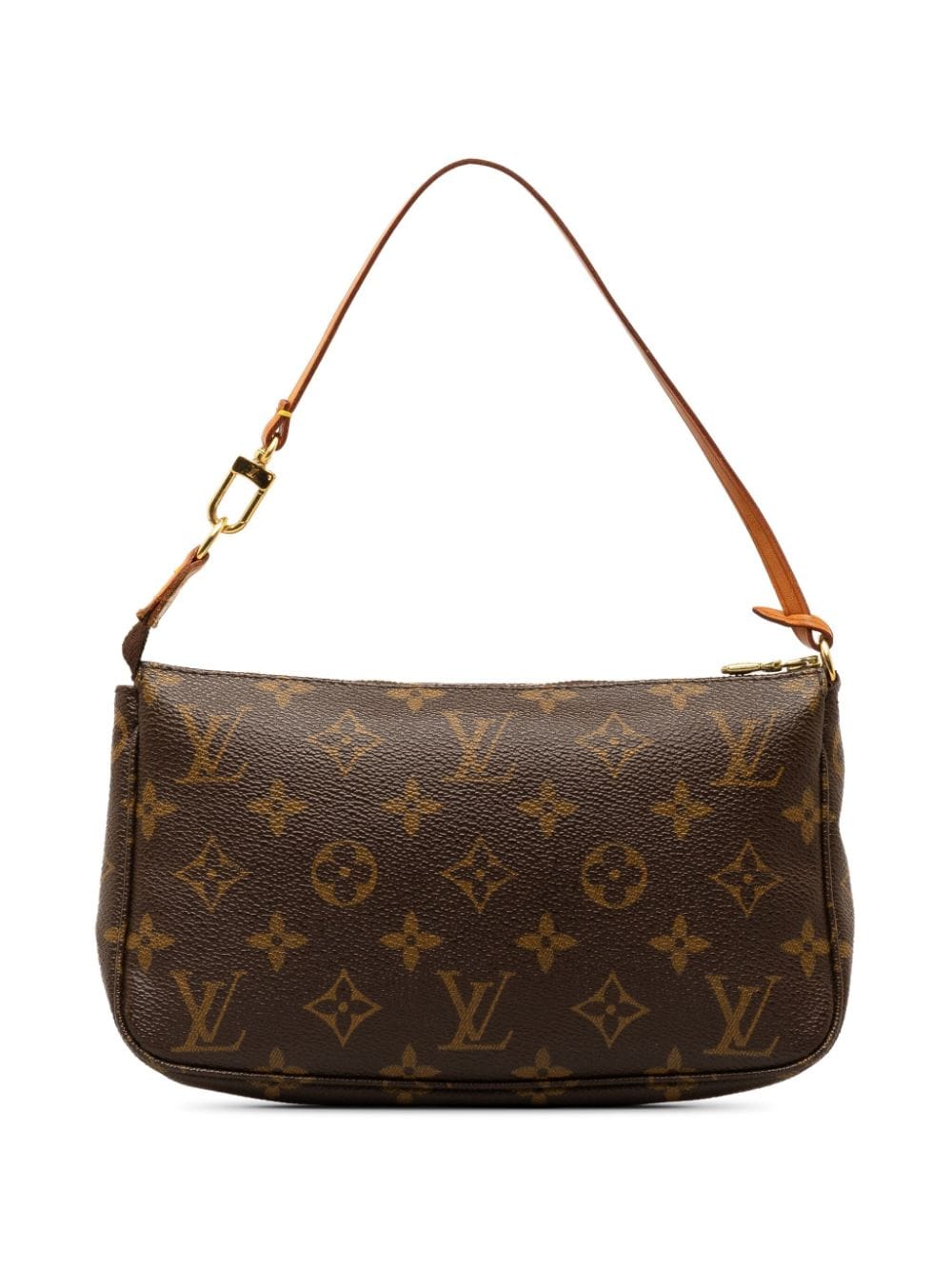 Pre-owned Louis Vuitton 2002 Monogram Pochette Accessoires Shoulder Bag In Brown