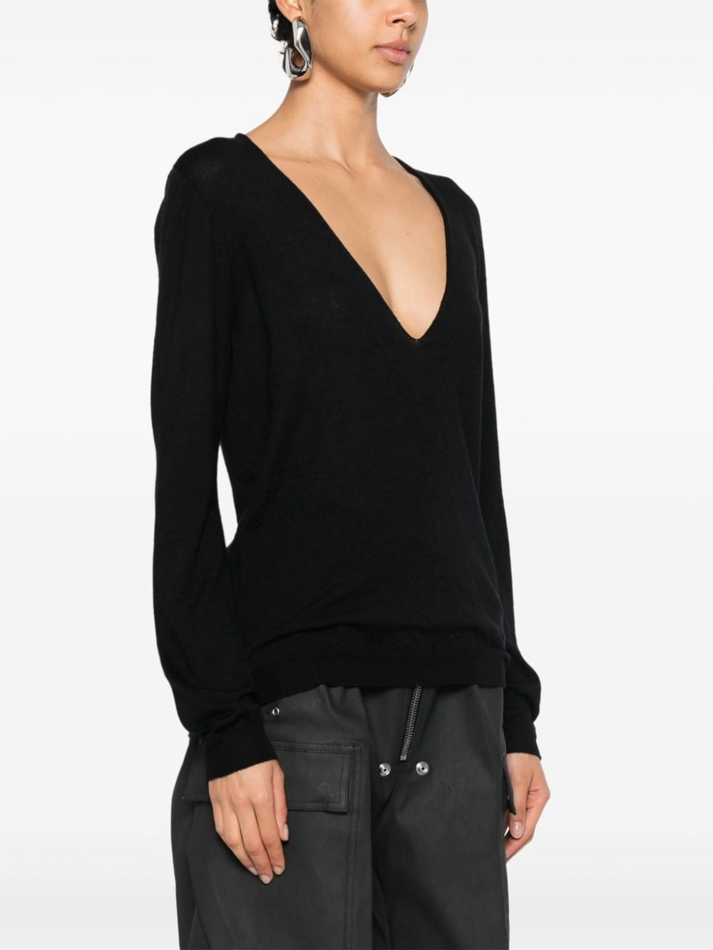 Shop Rick Owens V-neck Sweater In Black