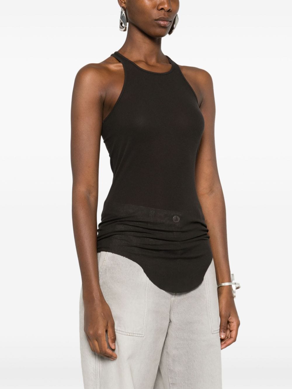 Shop Rick Owens Basic Rib Tank Top In Grey