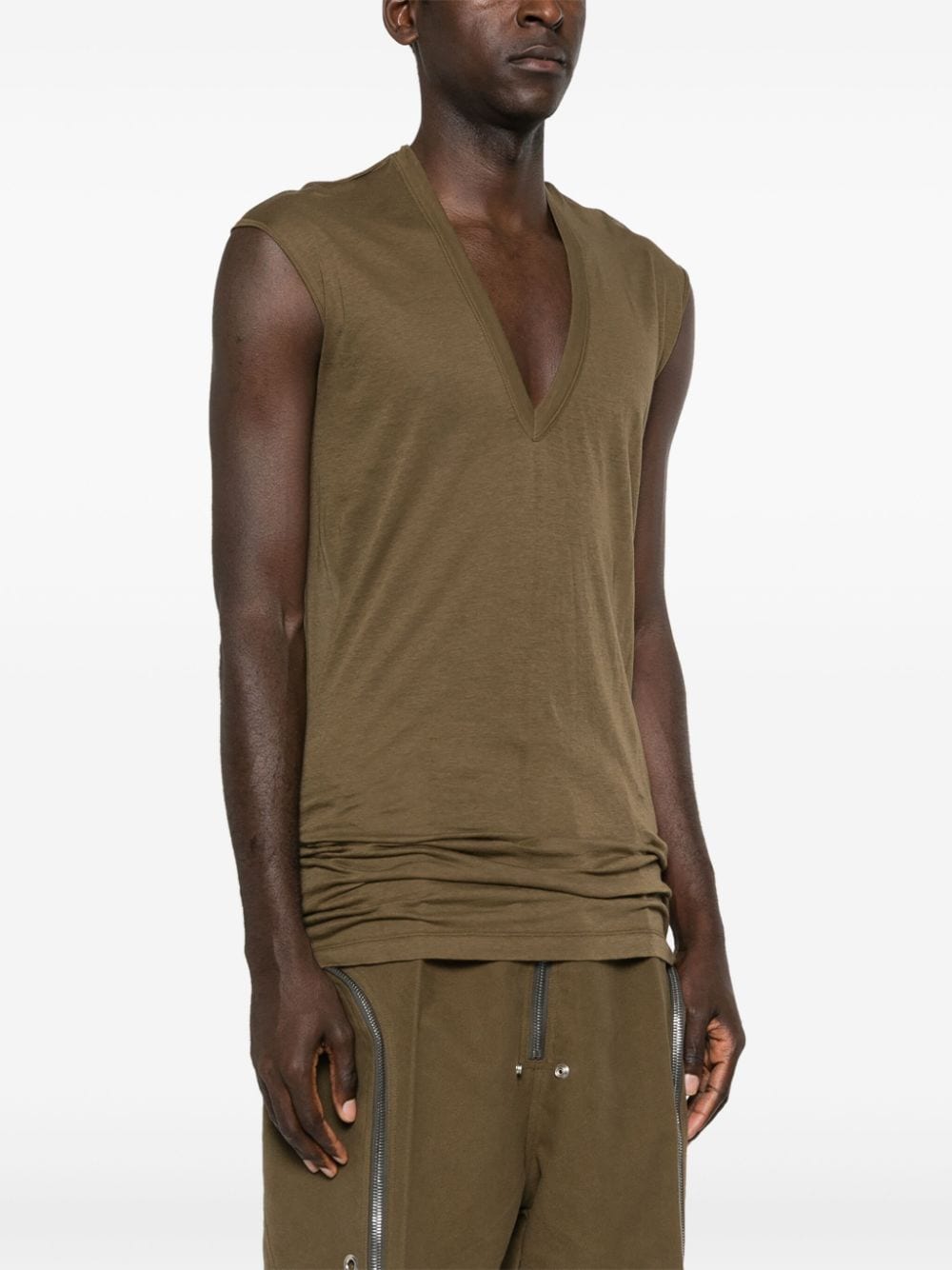 Shop Rick Owens Deep V Sleeveless Tank Top In Green