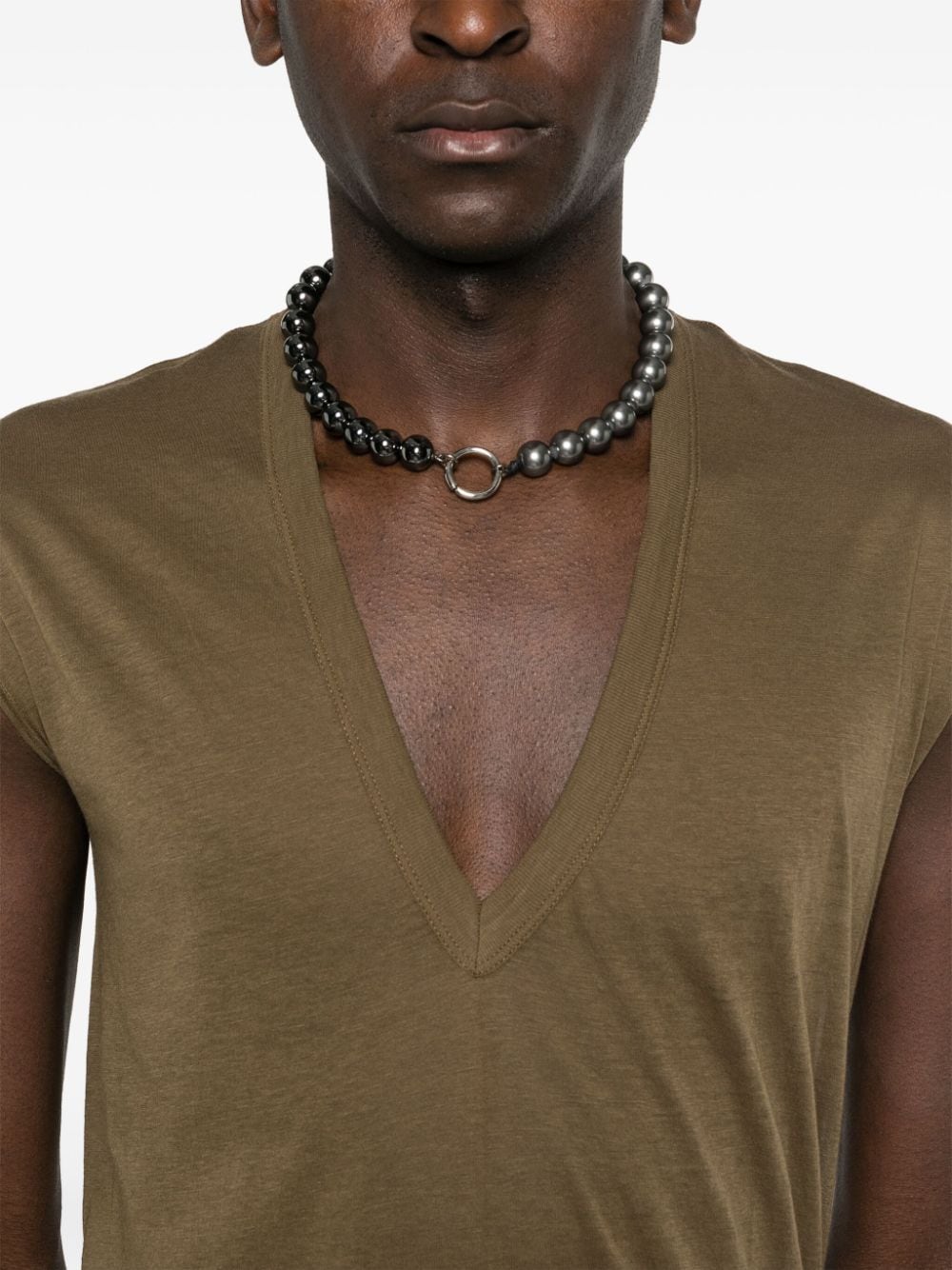 Shop Rick Owens Deep V Sleeveless Tank Top In Green