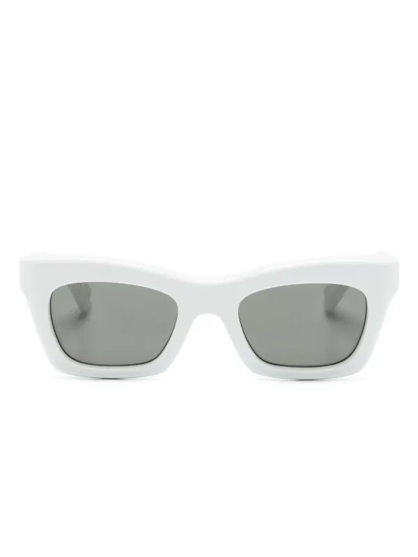 サングラス GUCCI WHITE ACETATE RECTANGULAR SUNGLASSES Gucci Beveled Acetate Rectangle Sunglasses | Neiman Marcus