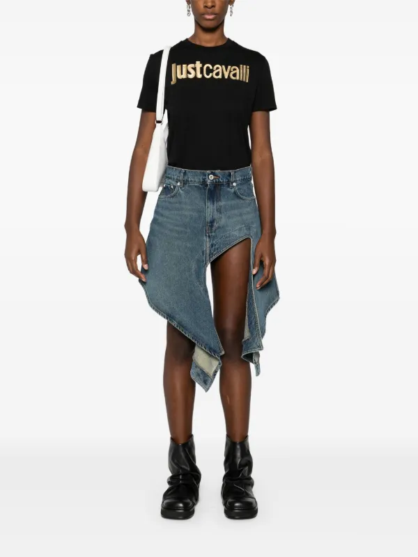Just Cavalli logo-laminated Cotton T-shirt | Black | FARFETCH CA
