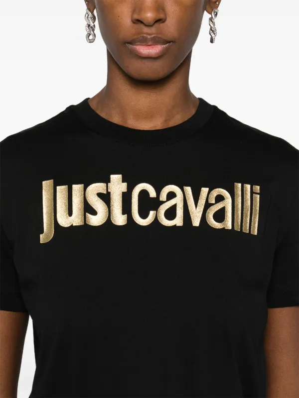 Just Cavalli logo-laminated Cotton T-shirt | Black | FARFETCH CA