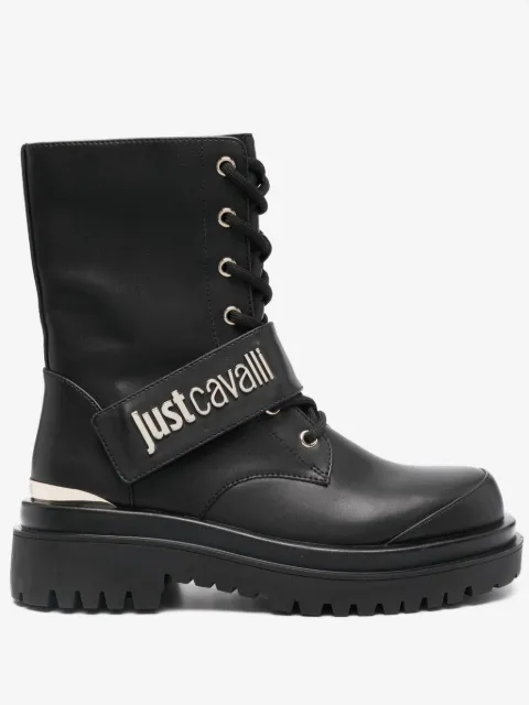 Just Cavalli logo-plaque combat boots 