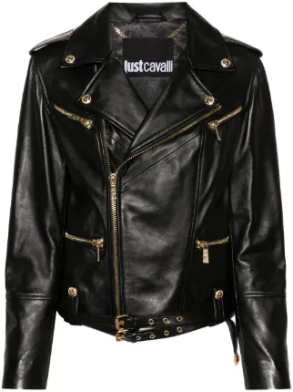 Just Cavalli ジップアップ レザージャケット | ブラック | FARFETCH JP