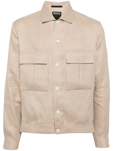 Zegna Oasi long-sleeve linen overshirt
